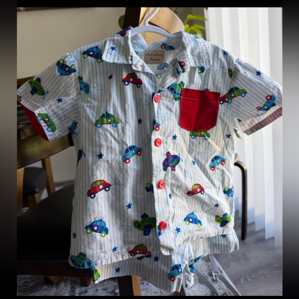 Handmade baby boy car/airplane set size 12m